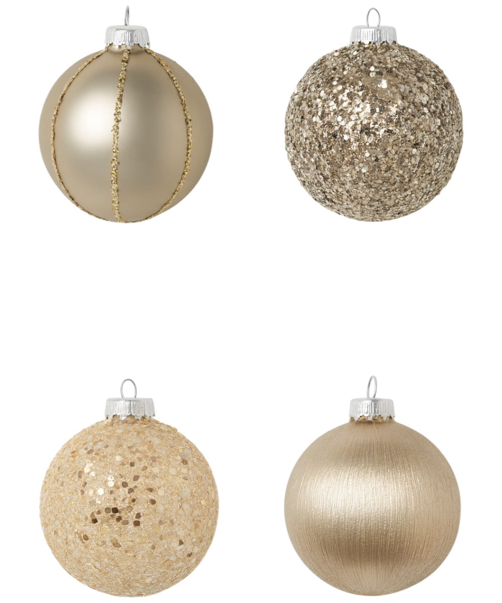 Set de 4 esferas surtidas champagne 10 cm