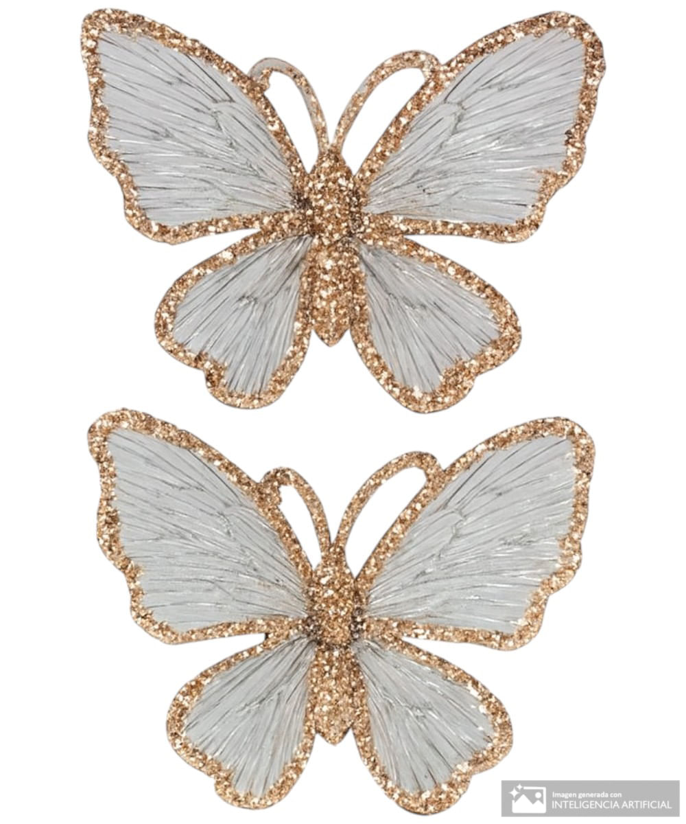 Set de 2 mariposas decorativas para árbol 10 x 11 cm