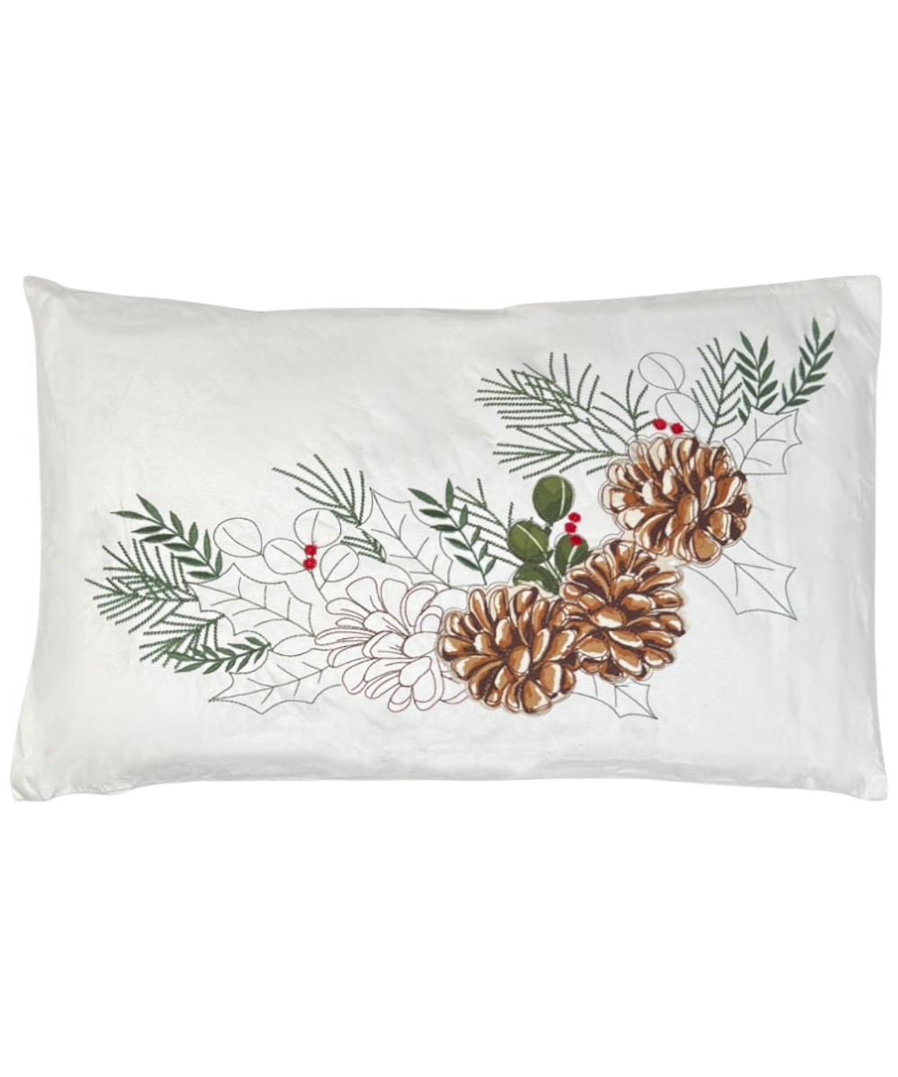 Cojín decorativo navideño con diseño de ramas de pino 50 x 30 x 16 cm