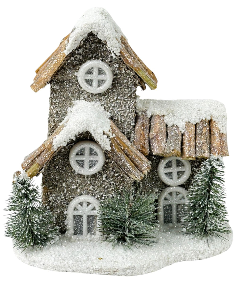 Cabaña navideña con luz 20 x 13.5 x 20 cm