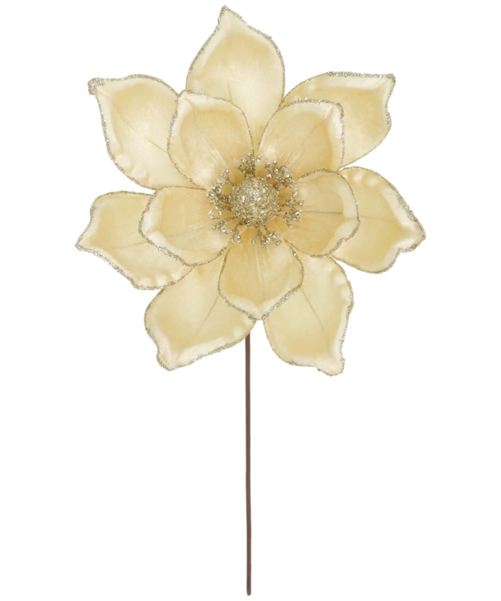 Magnolia terciopelo champagne con glitter 19 cm x h40 cm
