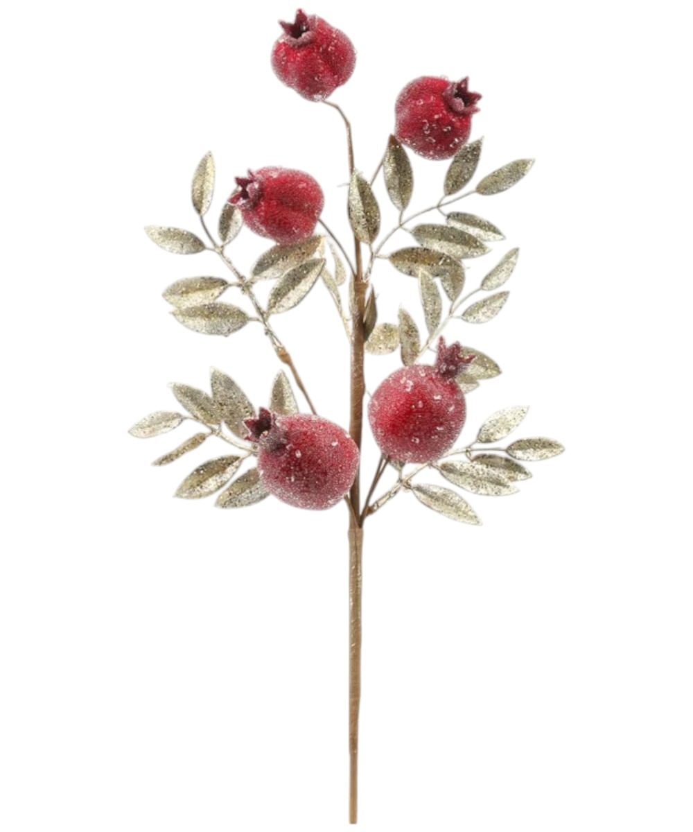 Rama decorativa de granada nevada 57 cm