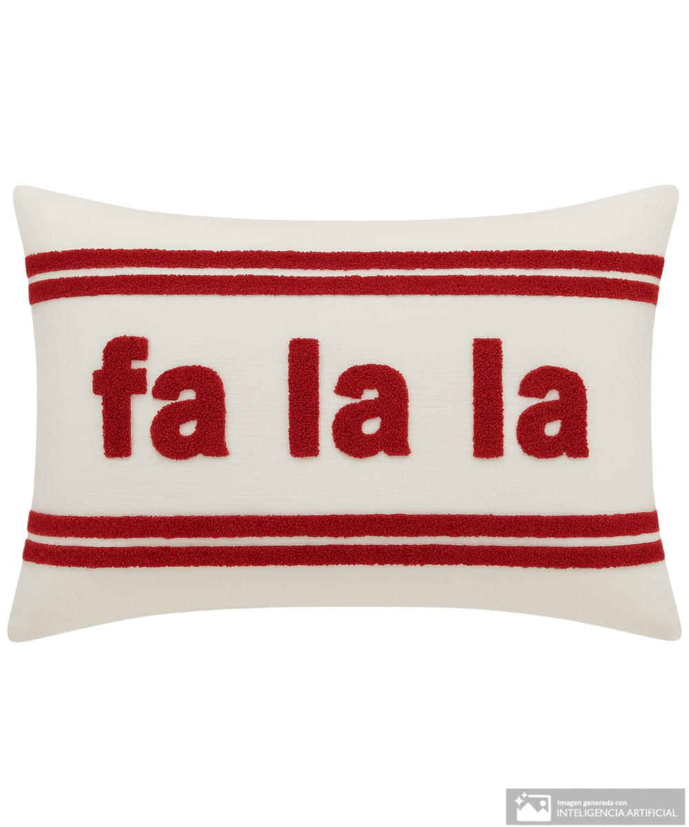 Cojín decorativo navideño blanco fa la la 30 x 50 cm