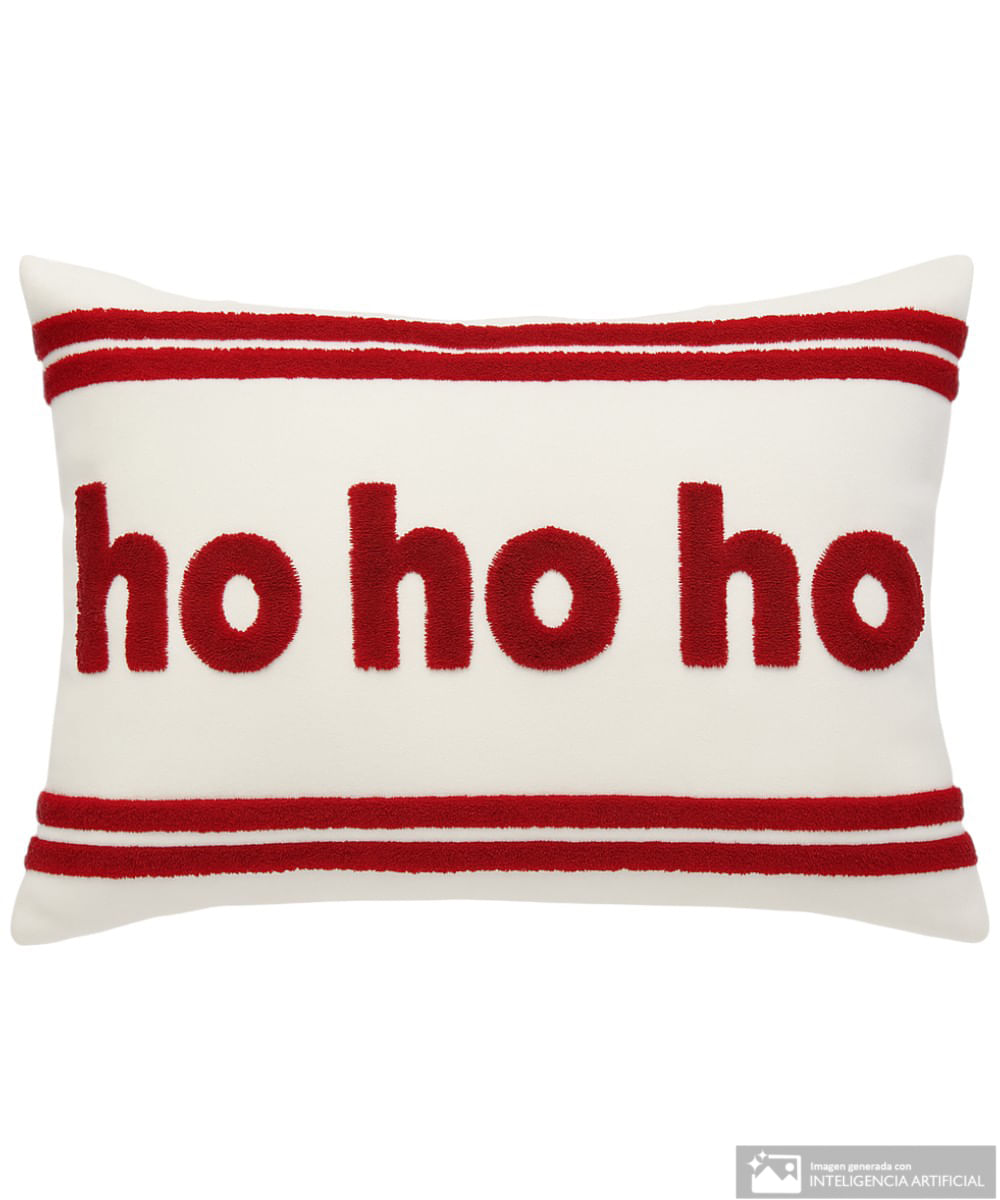 Cojín decorativo navideño blanco ho ho ho 30 x 50 cm