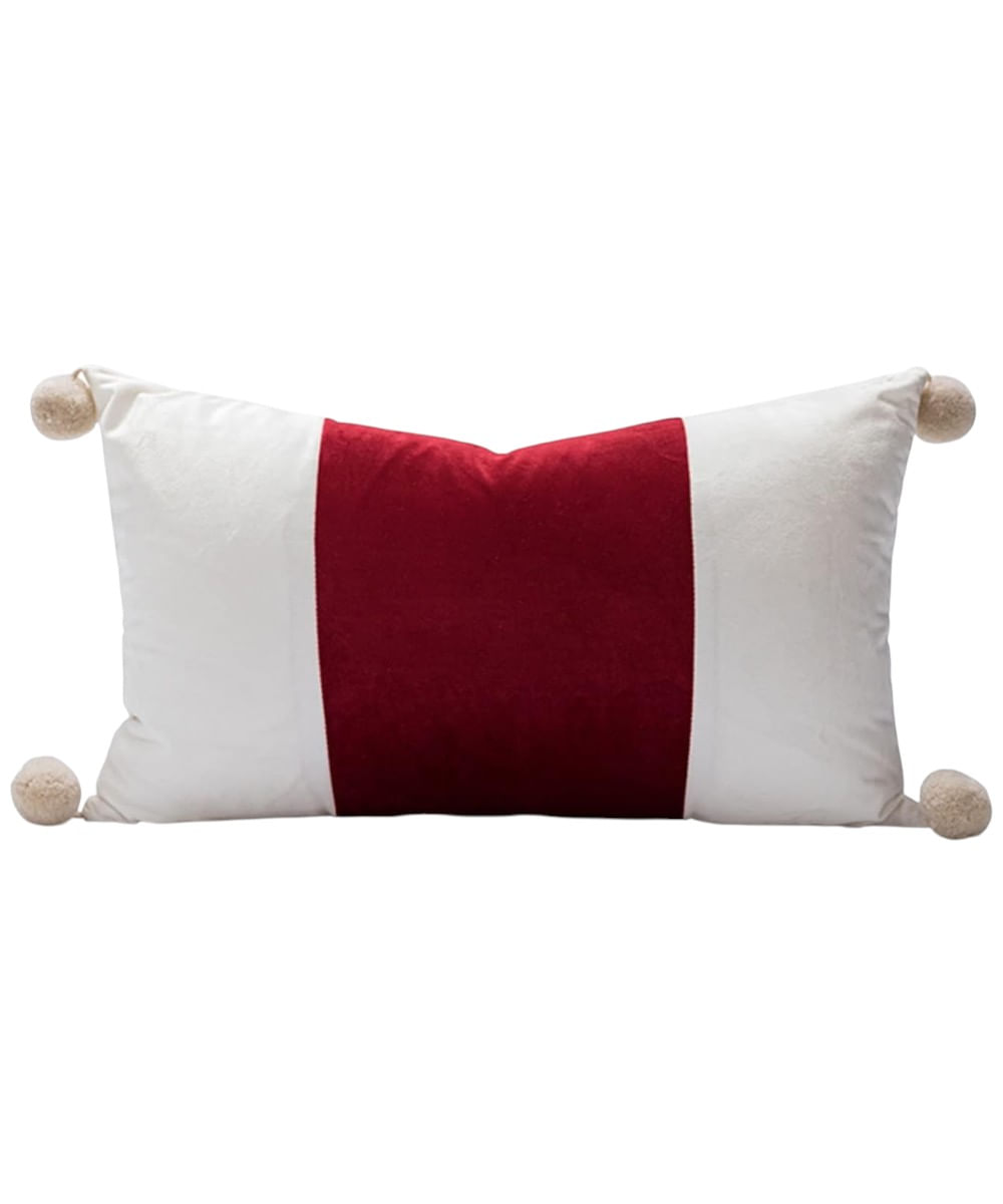 Cojín decorativo velvet rojo con blanco 30 x 50 cm