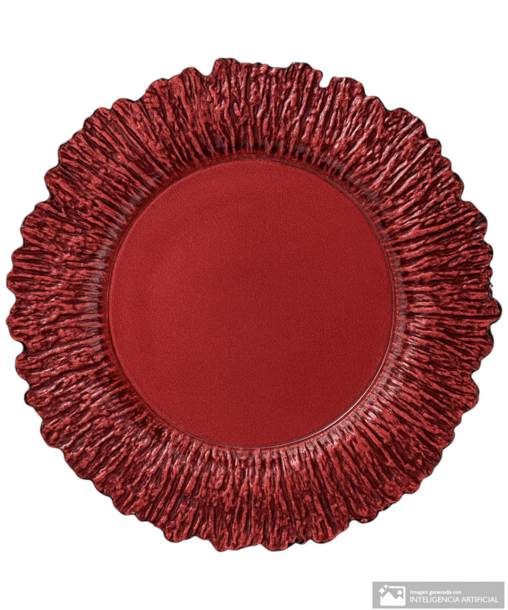 Portaplato de vidrio rojo 33 cm