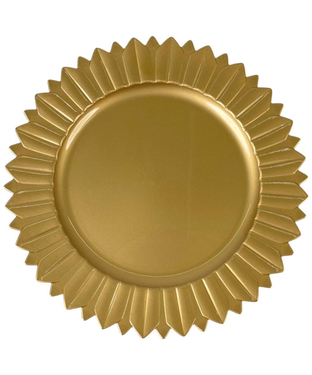 Portaplato dorado con relieve en el borde 33 x 33 x 1.7 cm