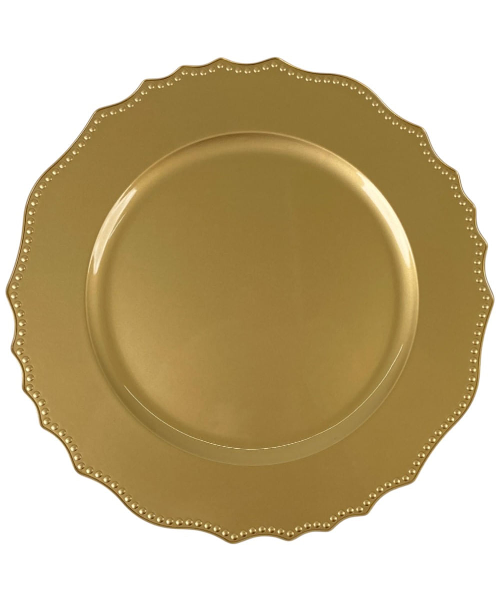 Portaplato dorado con relieve en el borde 33 x 33 x 2 cm