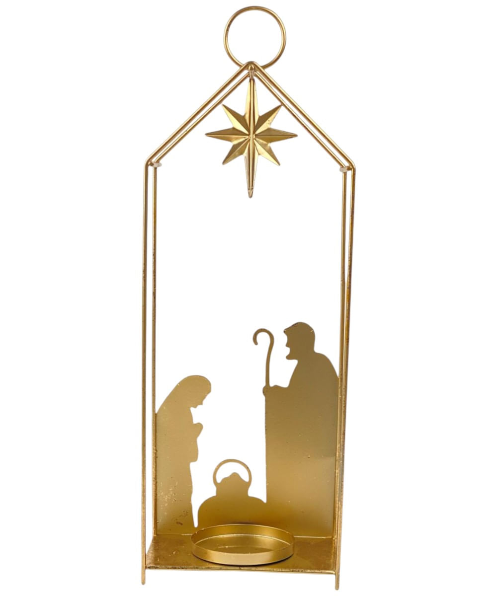 Portavelas navideño dorado 15 x 9 x 42 cm