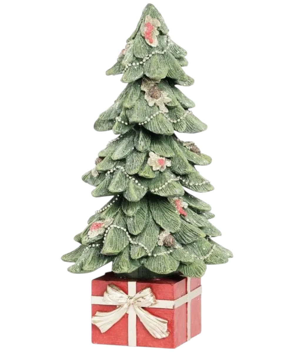 Árbol de mesa con base de regalo navideño 14 x 14 x 26.5 cm