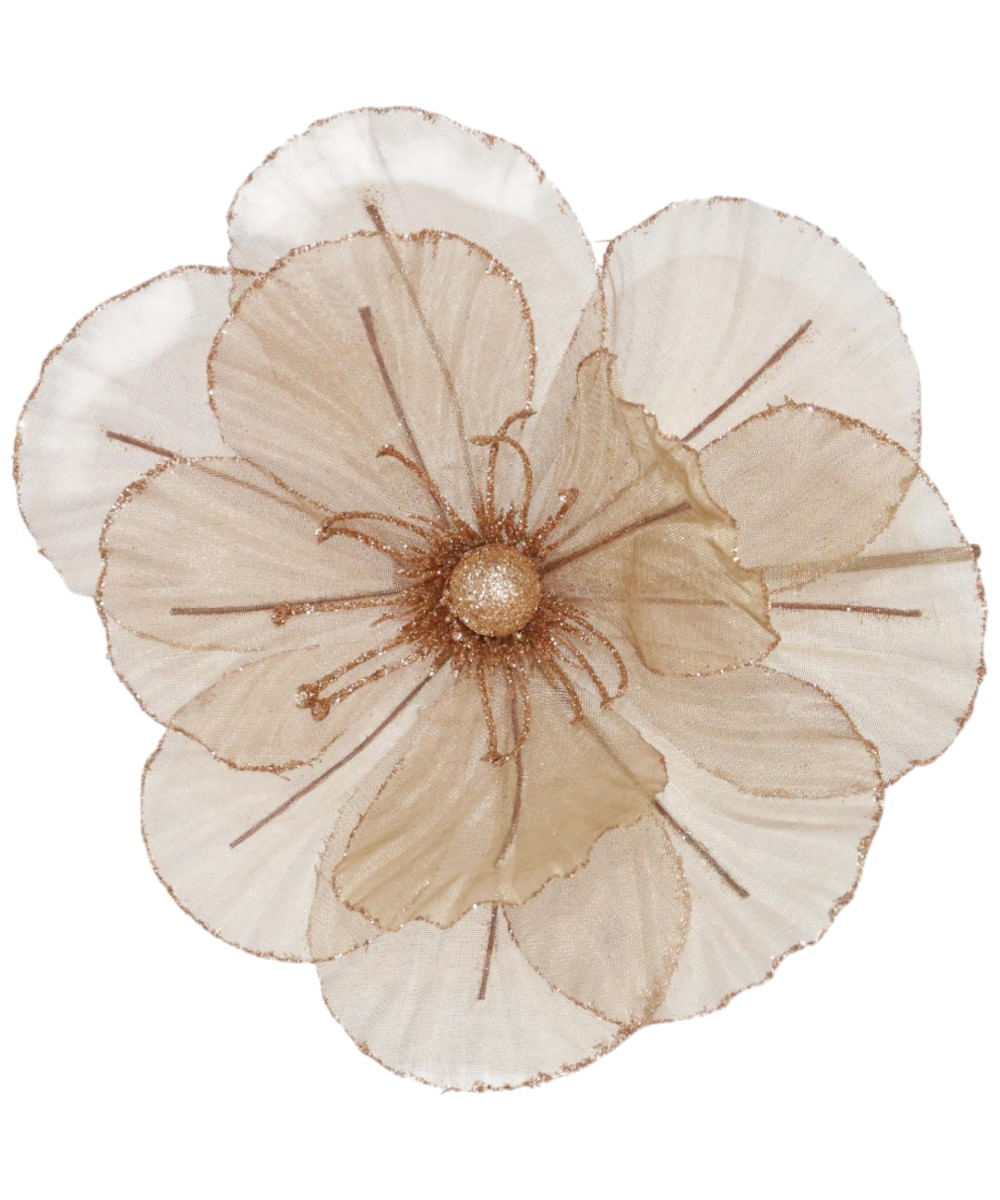 Flor decorativa dorada 25 x 26 x 6 cm