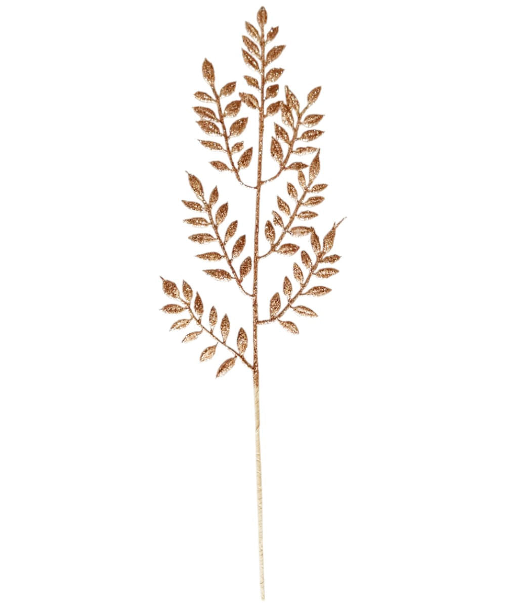 Rama de hojas decorativa rose gold con glitter 50 cm