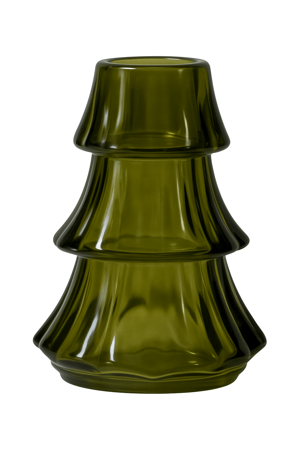 Portavelas con forma de árbol de vidrio verde 9 x 11 cm