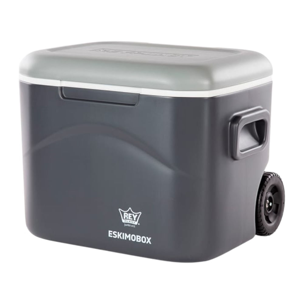 Hielera cooler eskimobox con capacidad de 57.5 litros, 68 latas, color gris