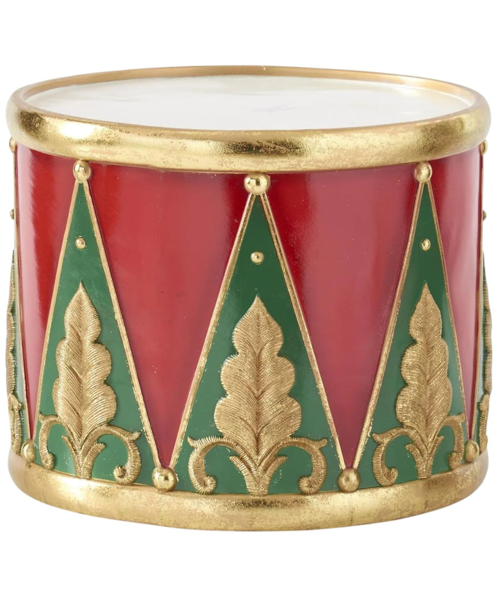 Tambor navideño rojo metálico 19.5 x 19.5 x 17 cm