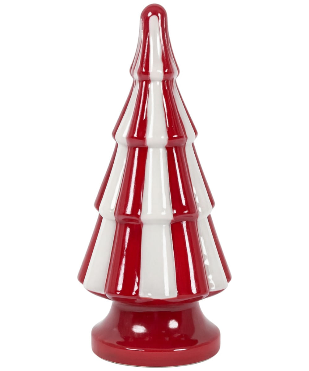 Árbol de mesa de líneas en color rojo y blanco 16 x 16 x 34 cm