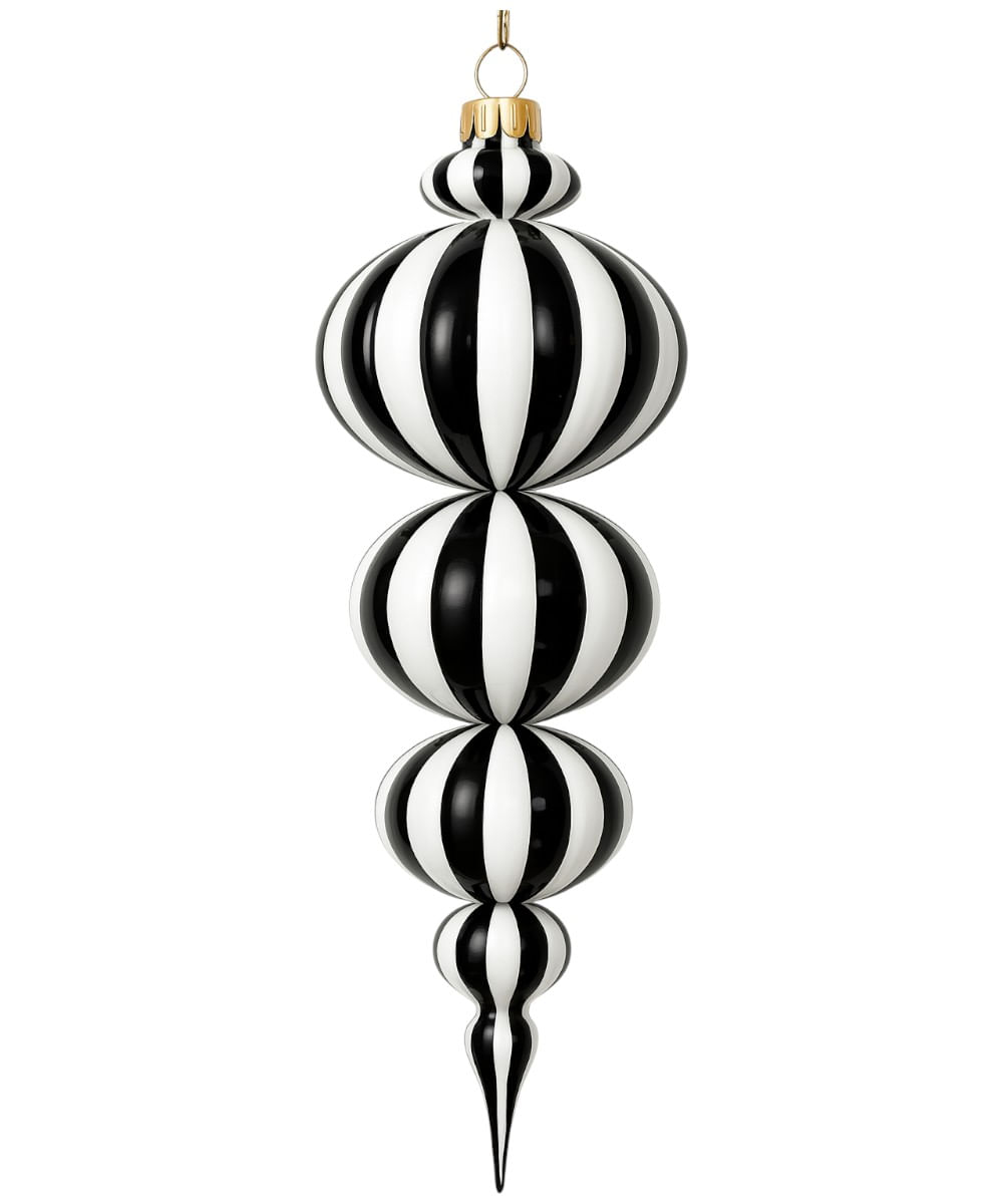 Adorno colgante navideño con líneas blanco y negro 14 x 60 cm