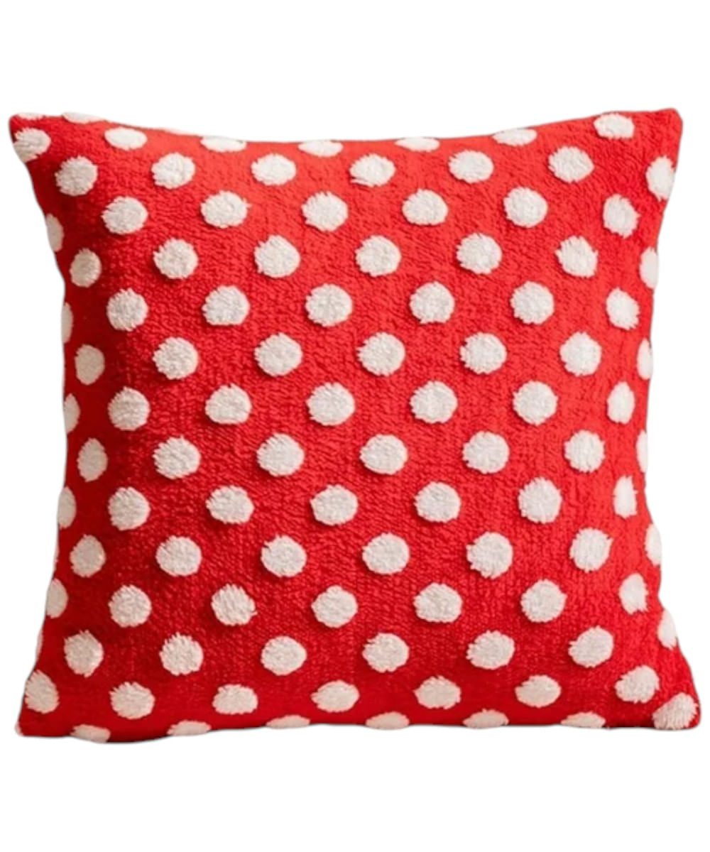 Cojín decorativo rojo con puntos blancos 45 x 45 cm