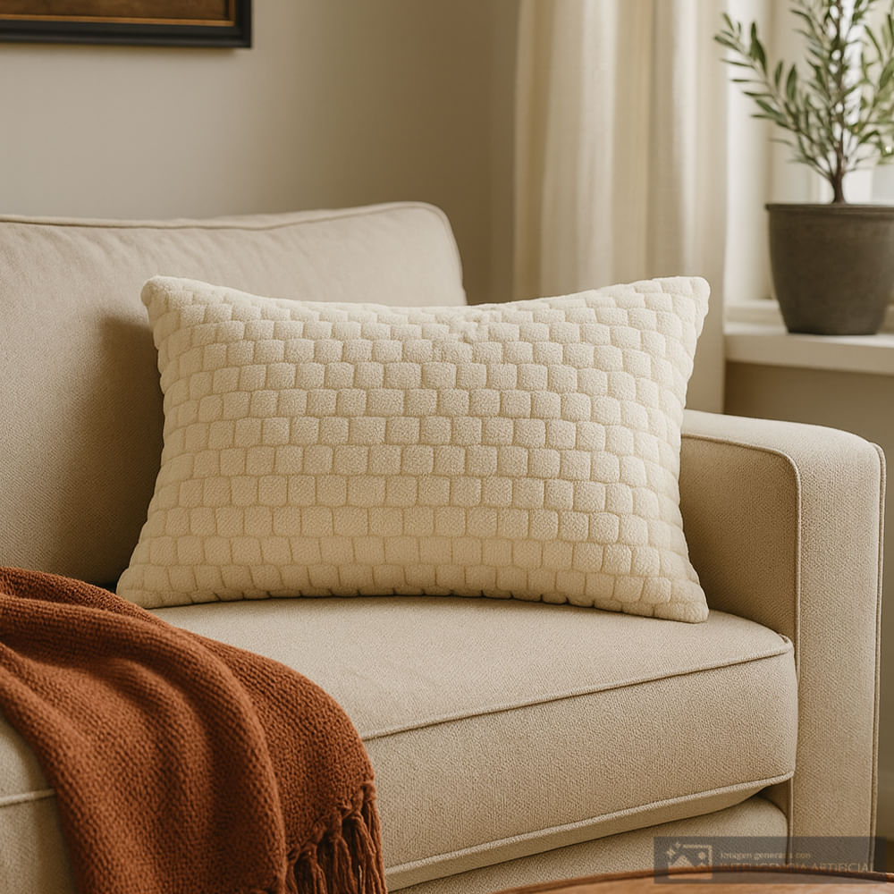 Cojín rectangular surtido de poliéster con textura cuadros 30x50 cm (1 pieza)