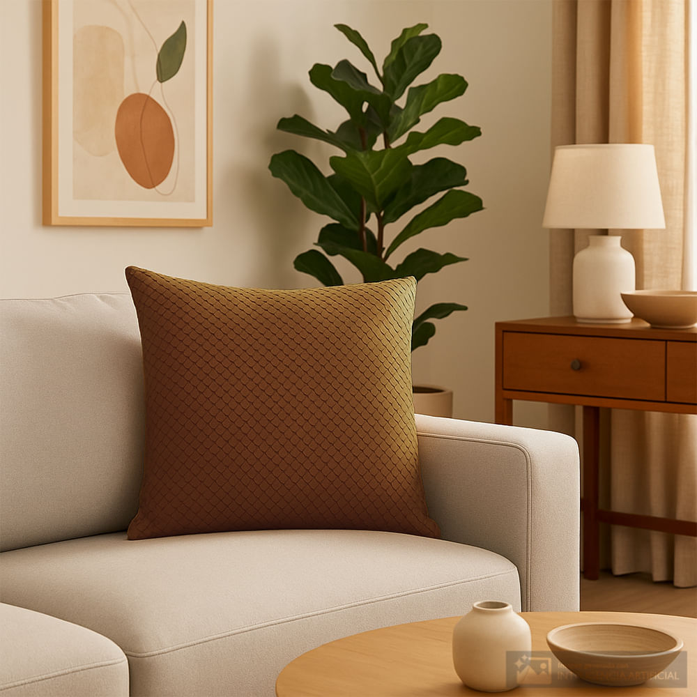 Cojín cuadrado decorativo de poliéster con textura rombos 45x45 cm