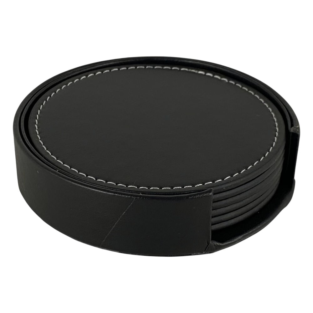 Set de 6 portavasos redondos de poliuretano  11x11x2.6 cm