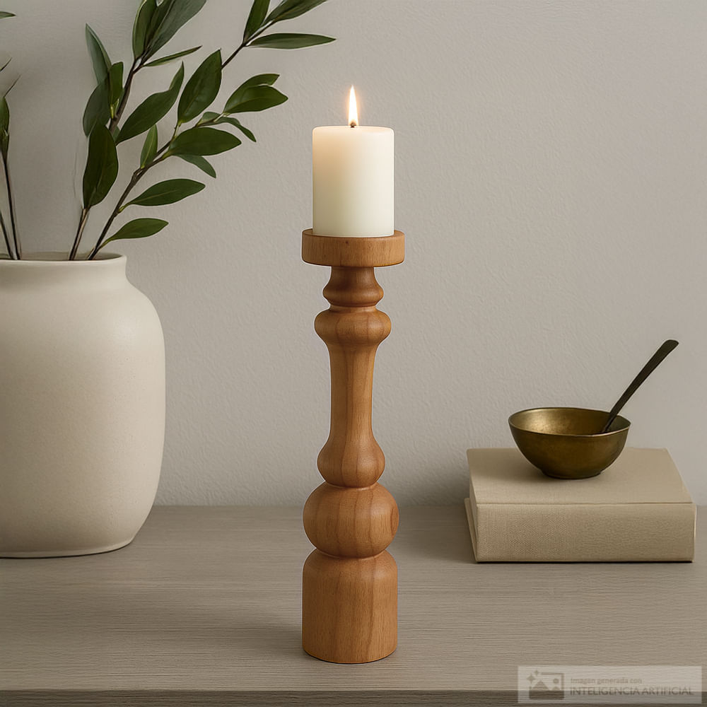 Portavela decorativo de madera 8.30x30 cm