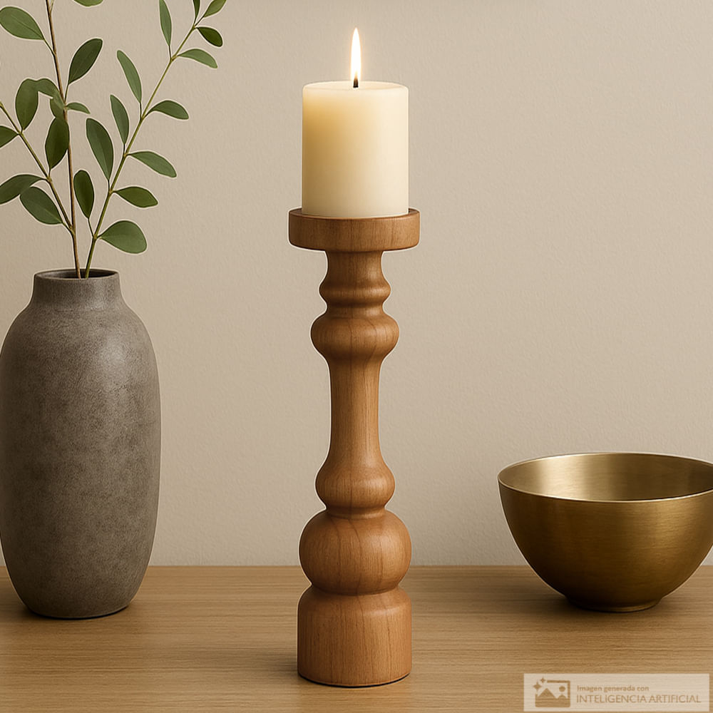 Portavela decorativo de madera 8.30x25.50 cm