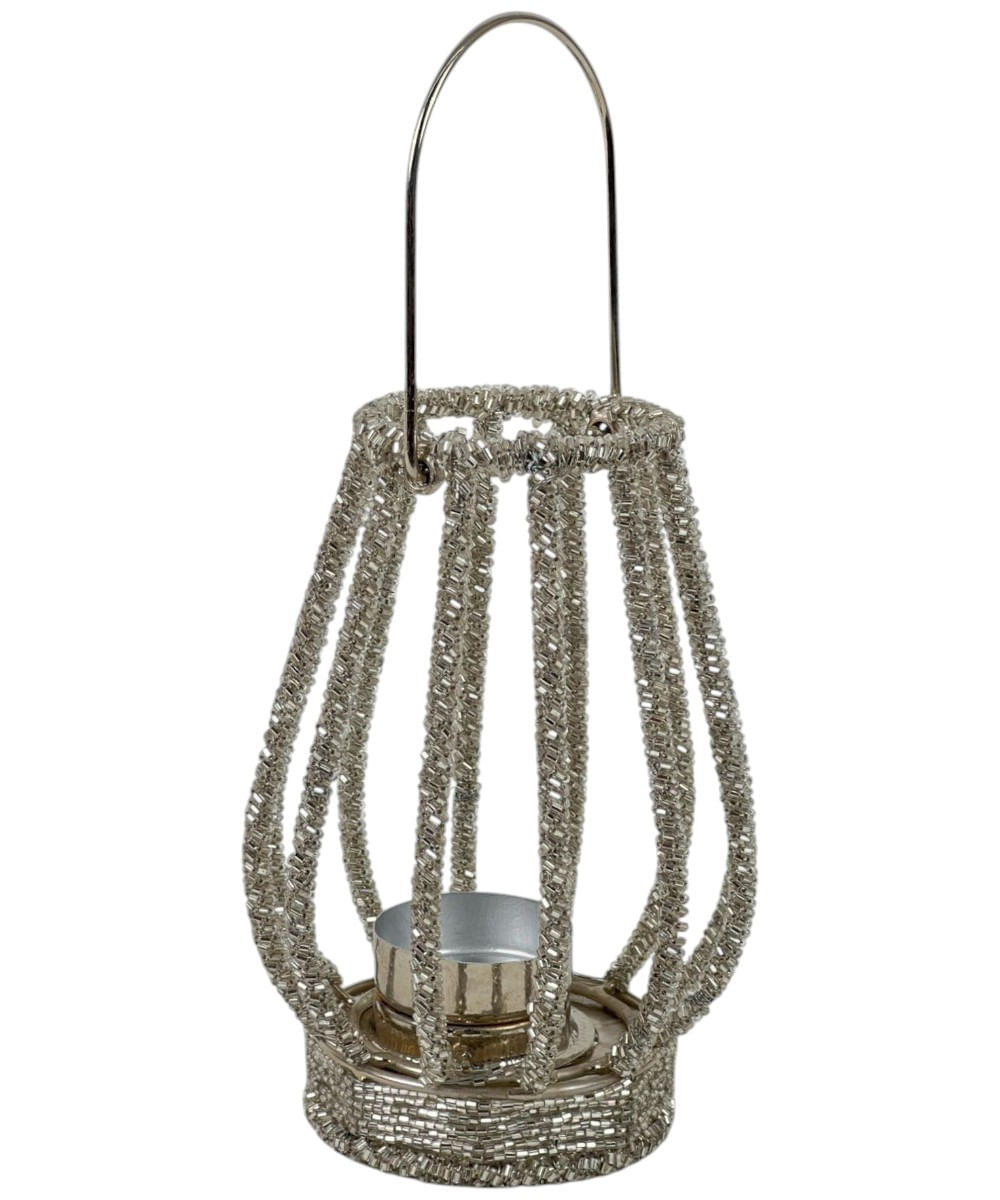 Portavelas decorativo metálico dorado champagne 11 x 11 x 15.50 cm