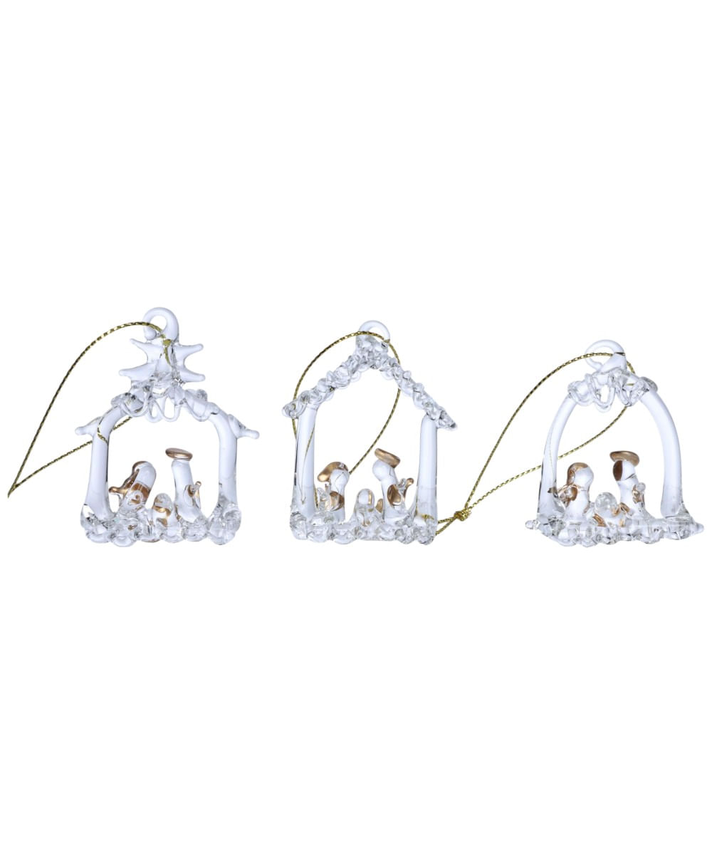 Set de 3 adornos colgantes natividad 15 x 8 x 2 cm