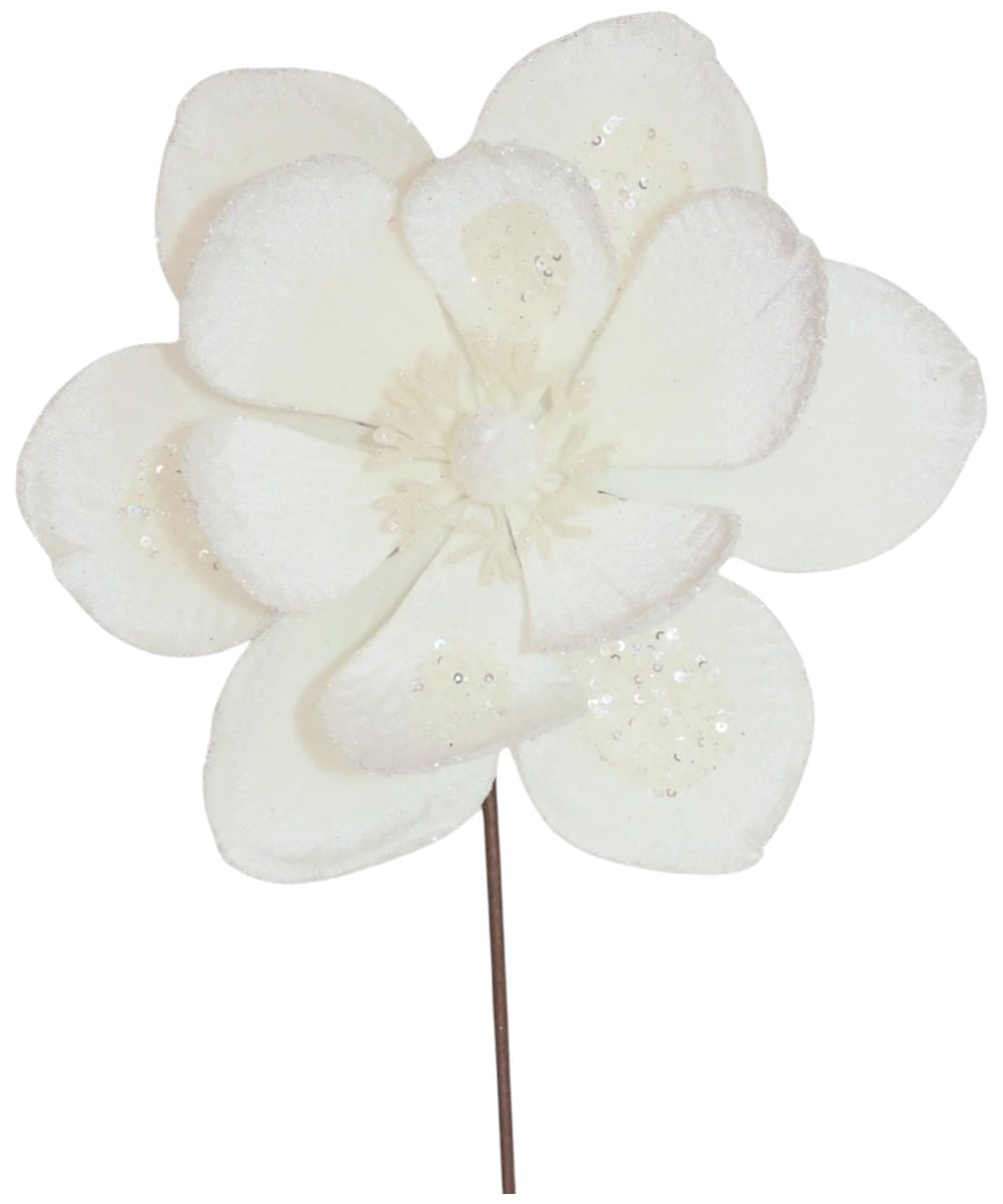 Flor decorativa blanca 35 x 24 x 6 cm