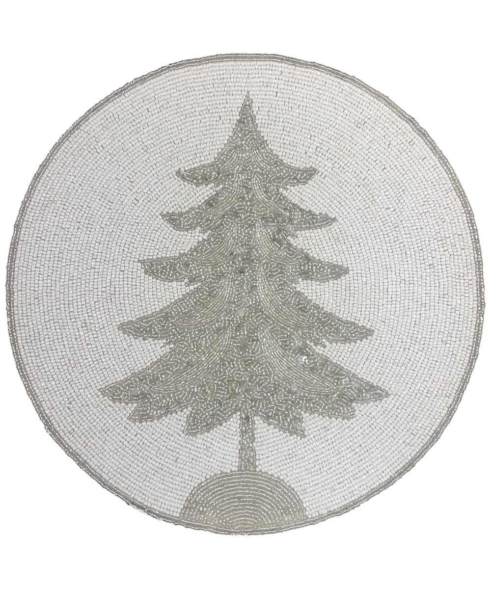 Individual de mesa blanco con diseño de árbol 35 x 35 x 0.4 cm