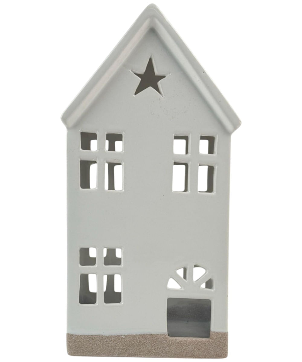 Casa navideña blanca con luz 14.80 x 9.50 x 28.50 cm