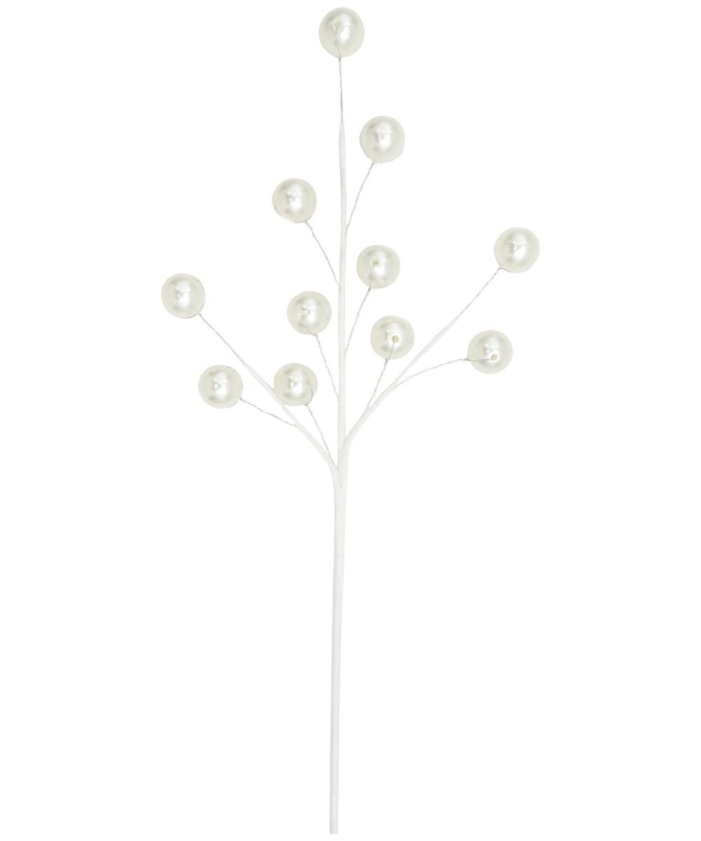 Rama decorativa de perlas blancas 55 cm