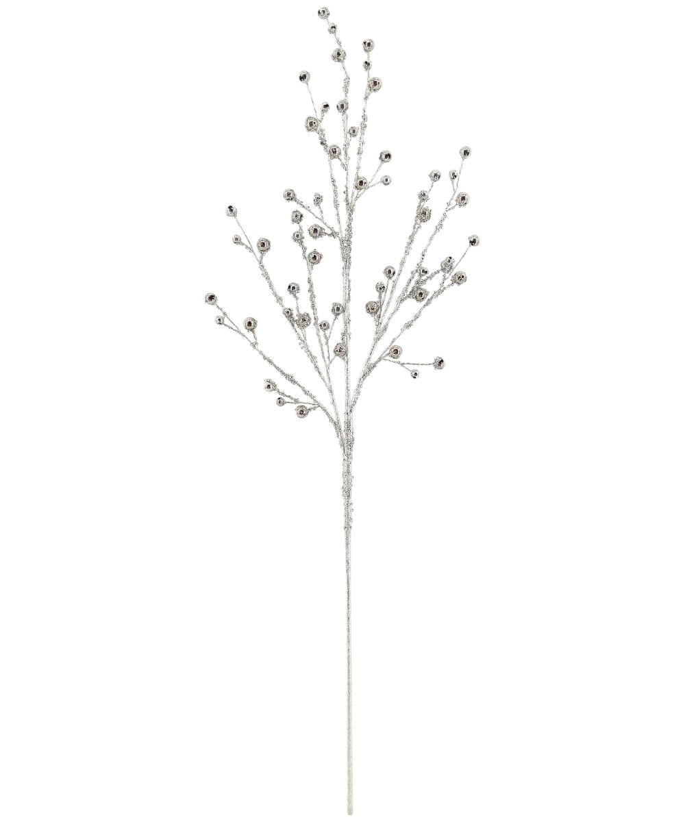 Rama decorativa de bayas plateadas escarchadas 75 cm