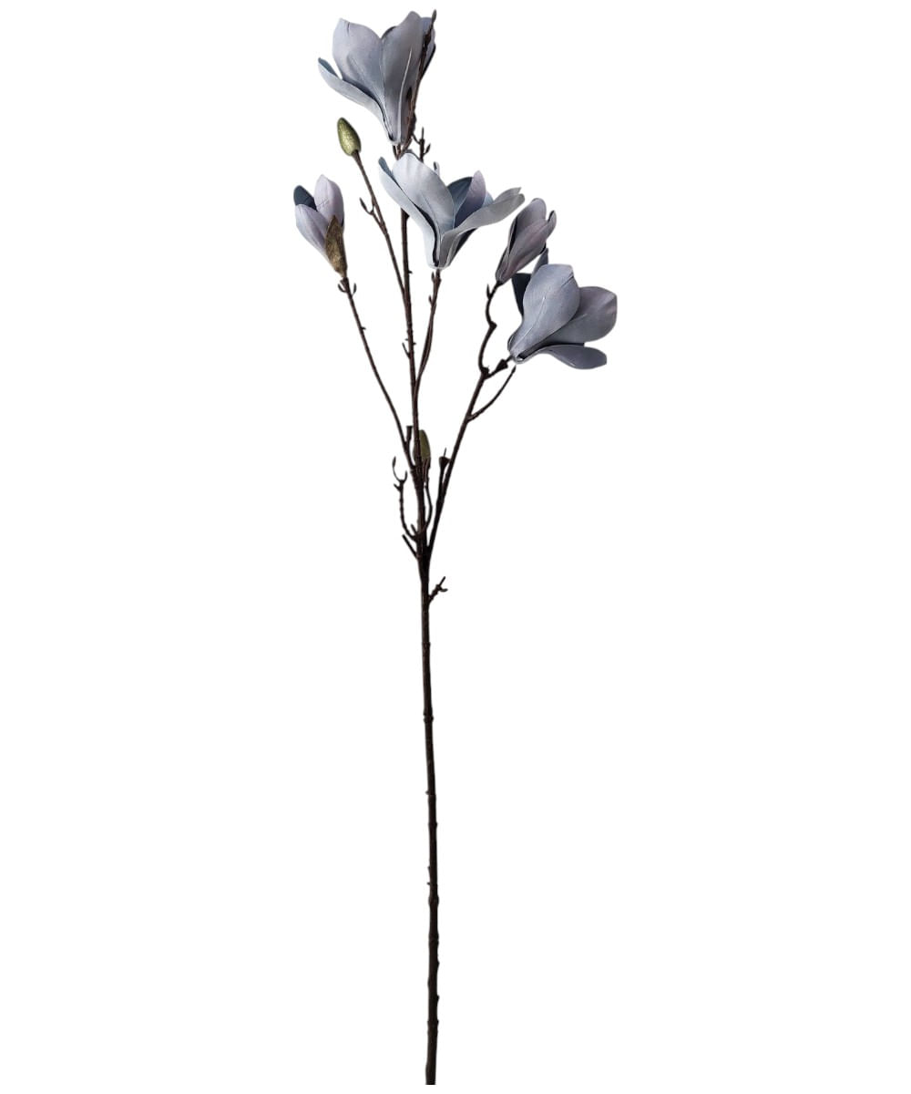 Rama decorativa de magnolias celestes 95 cm