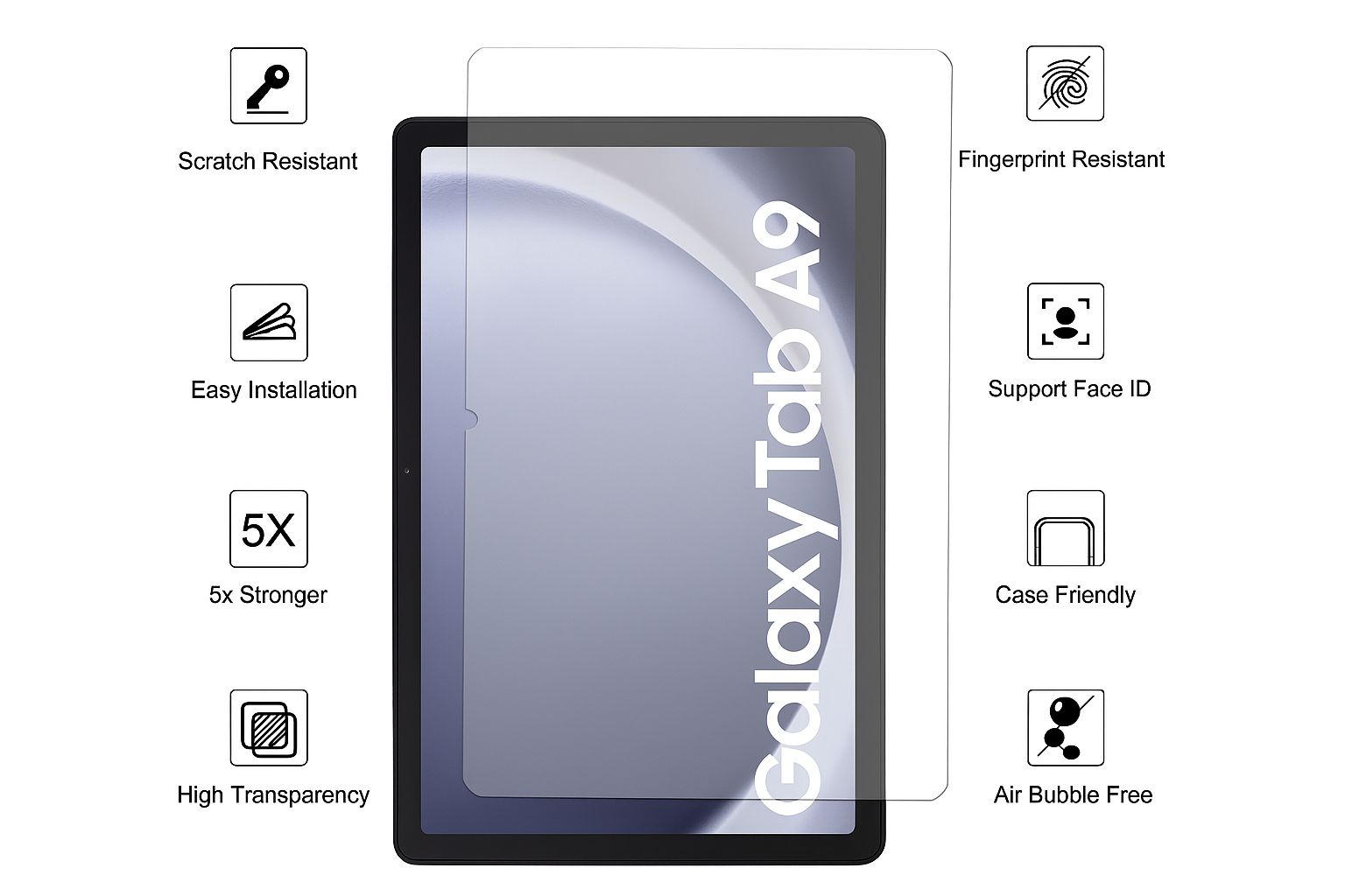 Vidrío templado acabado invisible para Tab Samsung A9