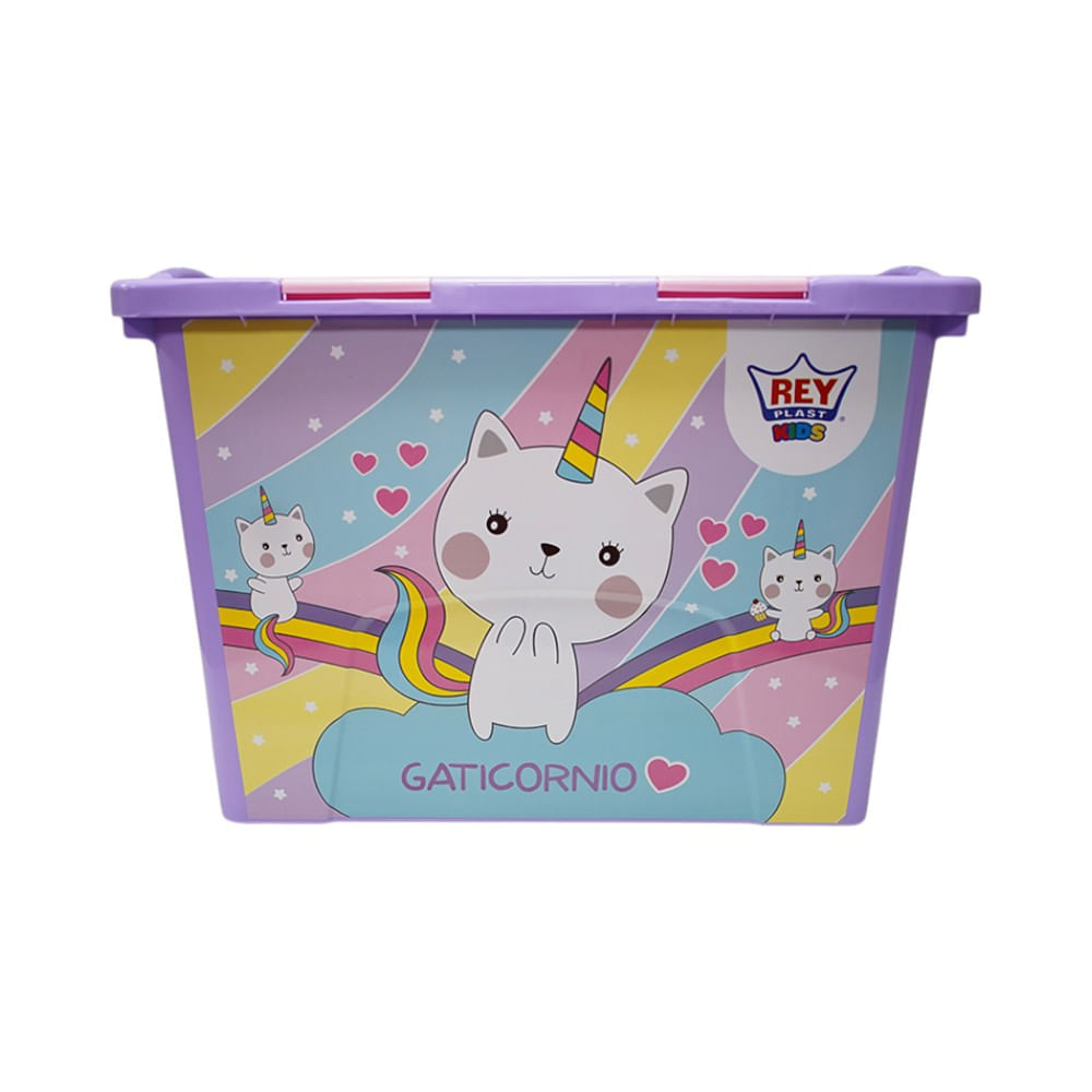 Baúl de plástico decorado para niña 78.4 L