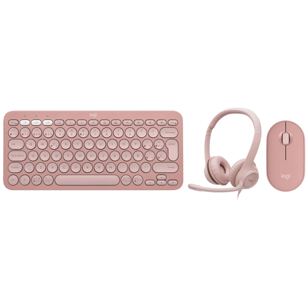 Combo teclado inalámbrico Logitech K380 + mouse inalámbrico M350s + audífono cableado on ear H390
