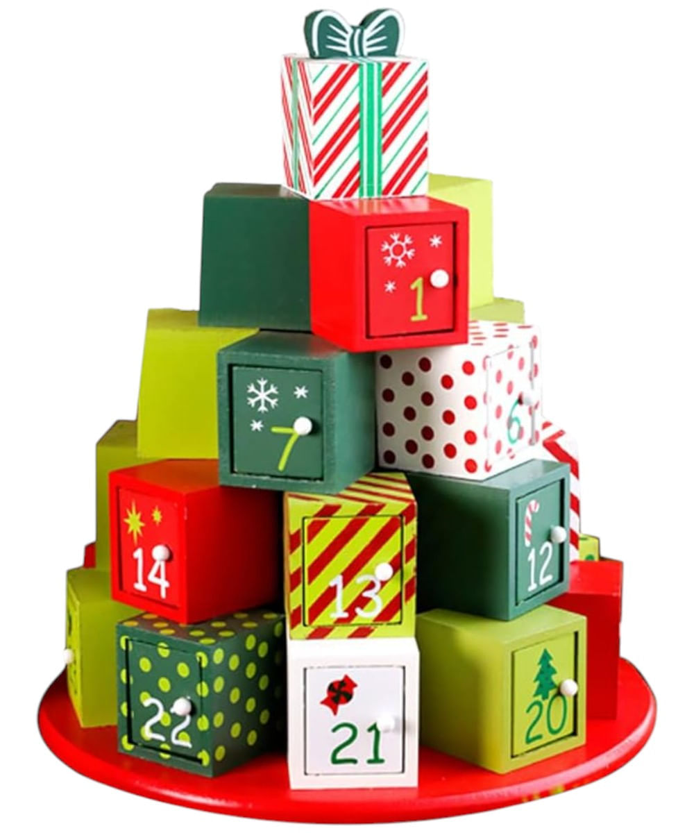 Calendario de adviento con forma de árbol de regalos 29 x 29 x 29 cm
