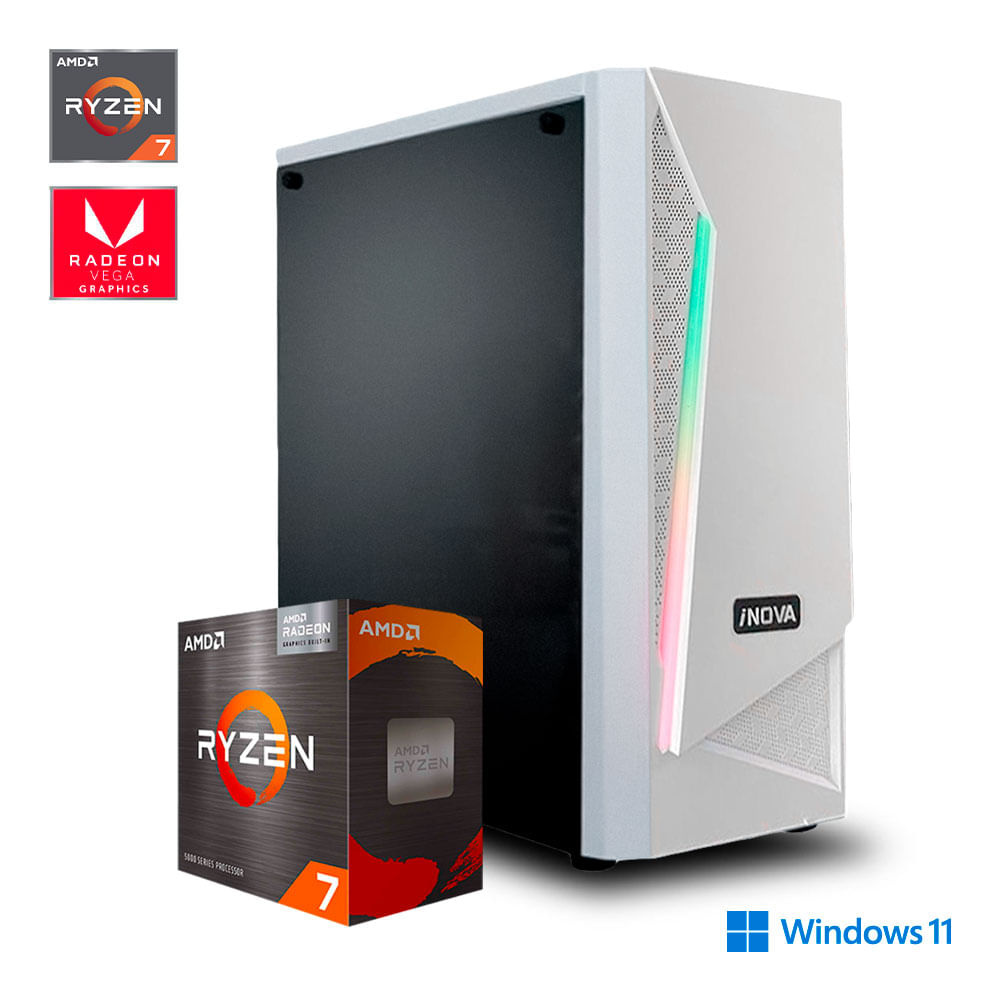 Computadora Gaming de Escritorio Ryzen 7 5700G, 16GB Ram, 512GB SSD, Sin So