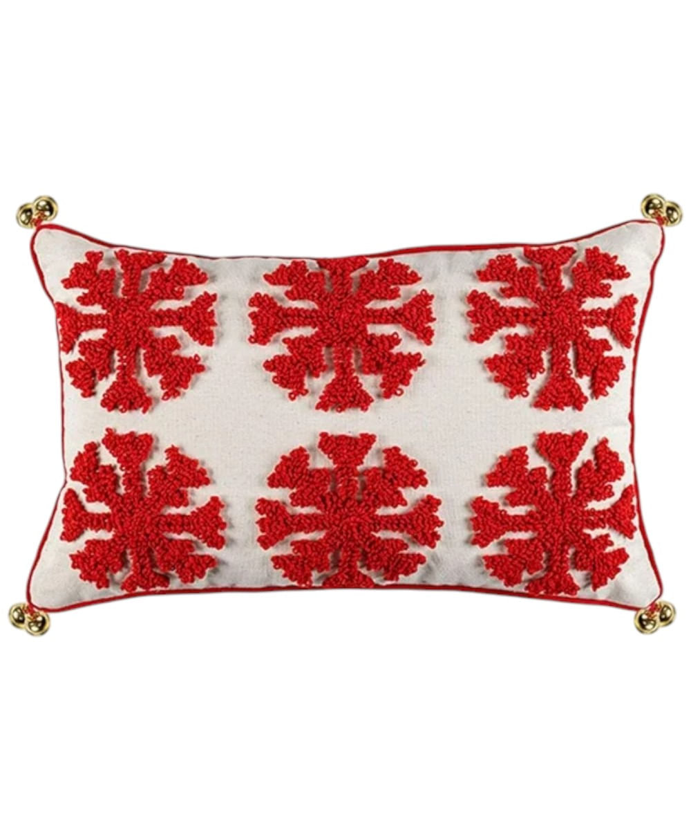 Cojín decorativo blanco con relieves rojo 30 x 50 cm