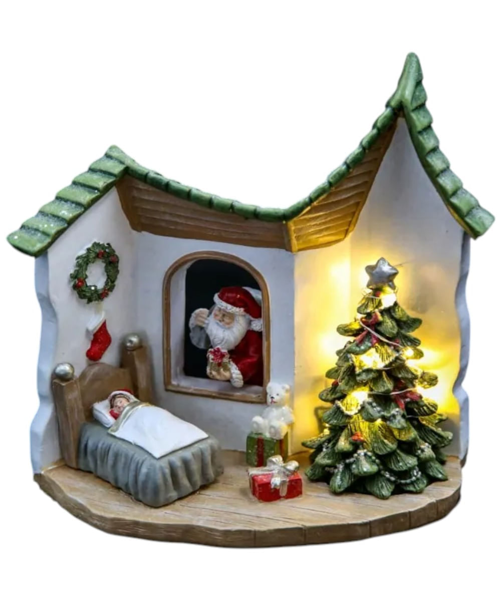 Escena navideña Santa en casa 18 x 11 x 17 cm