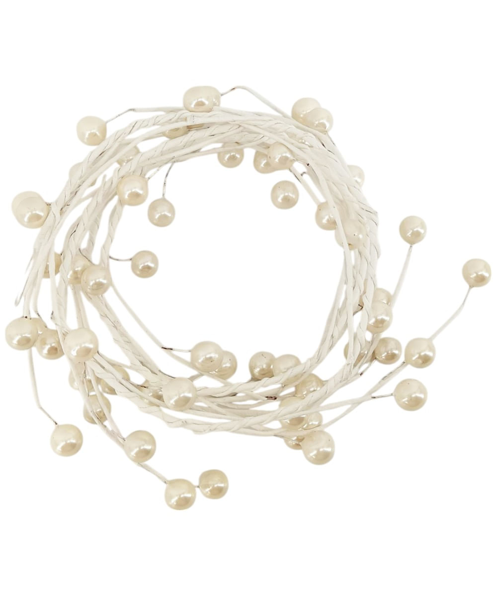 Guirnalda decorativa de perlas color crema 152 cm