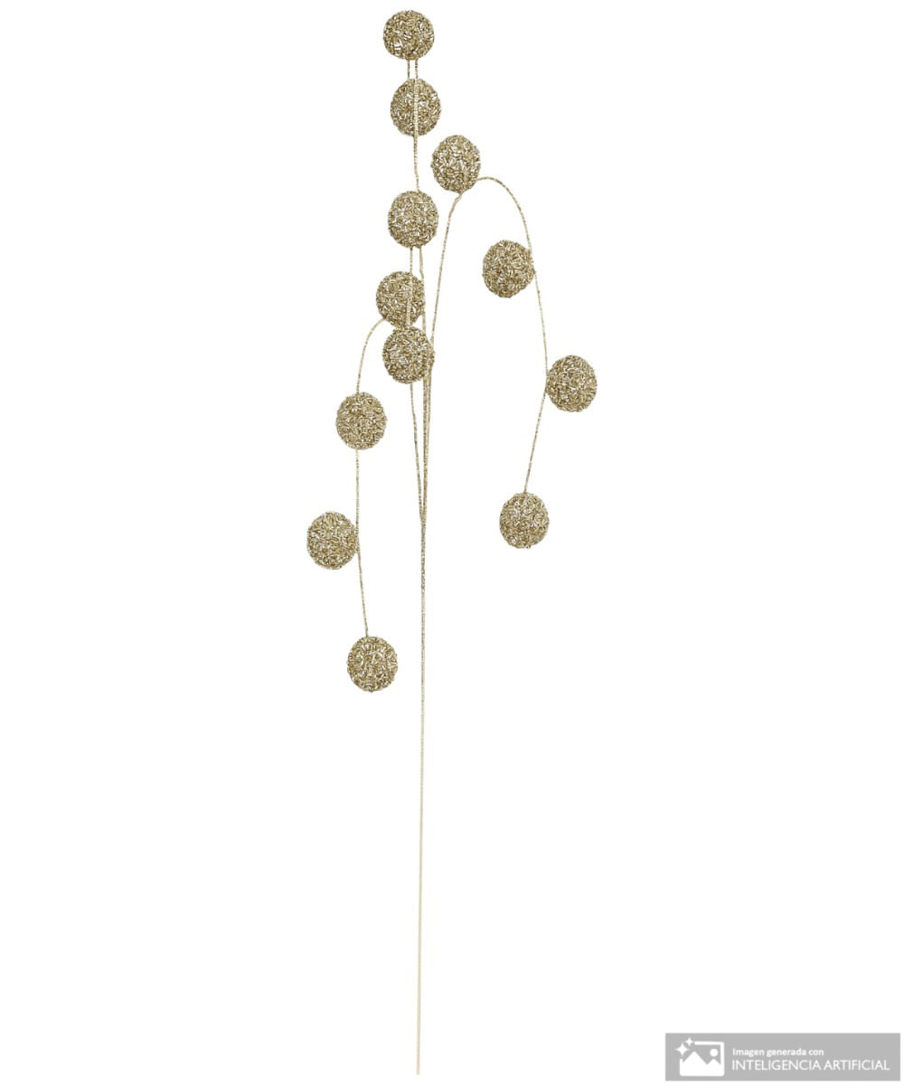 Rama decorativa de esferas con glitter 91 cm