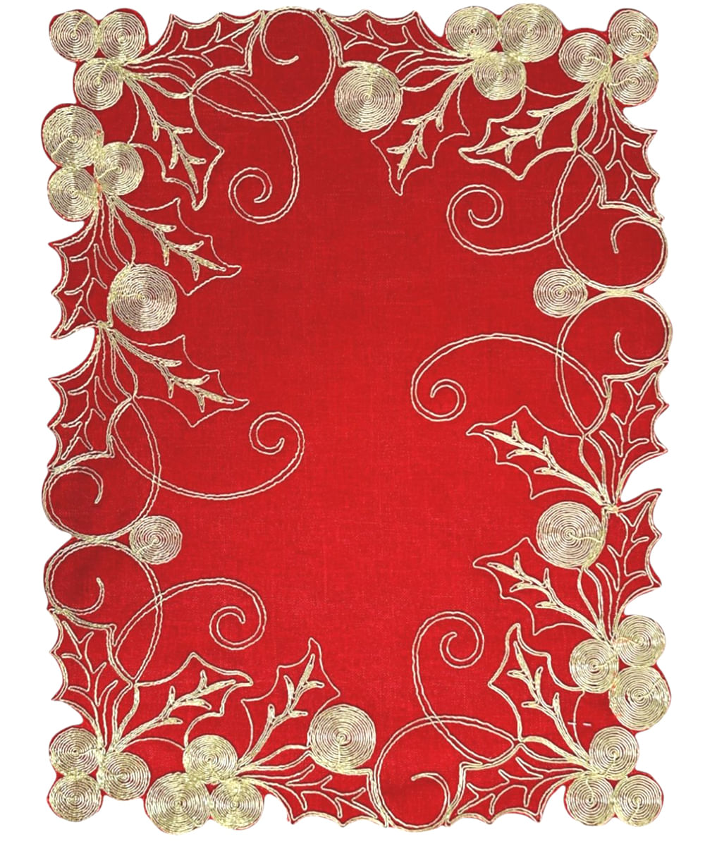 Individual rojo con hojas de pascua 45 x 30 cm