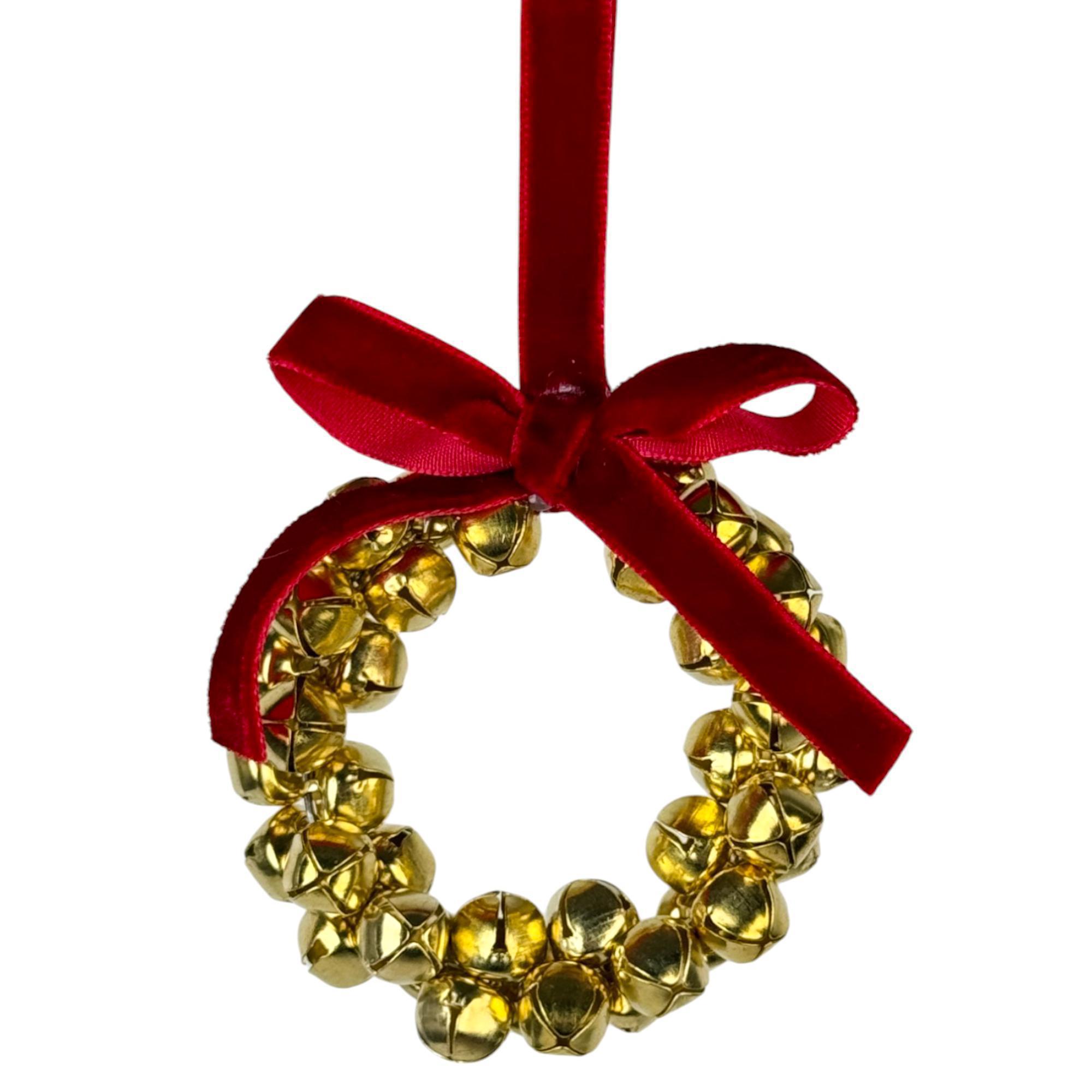 Mini corona de cascabeles para colgar 7 x 7 x 2 cm