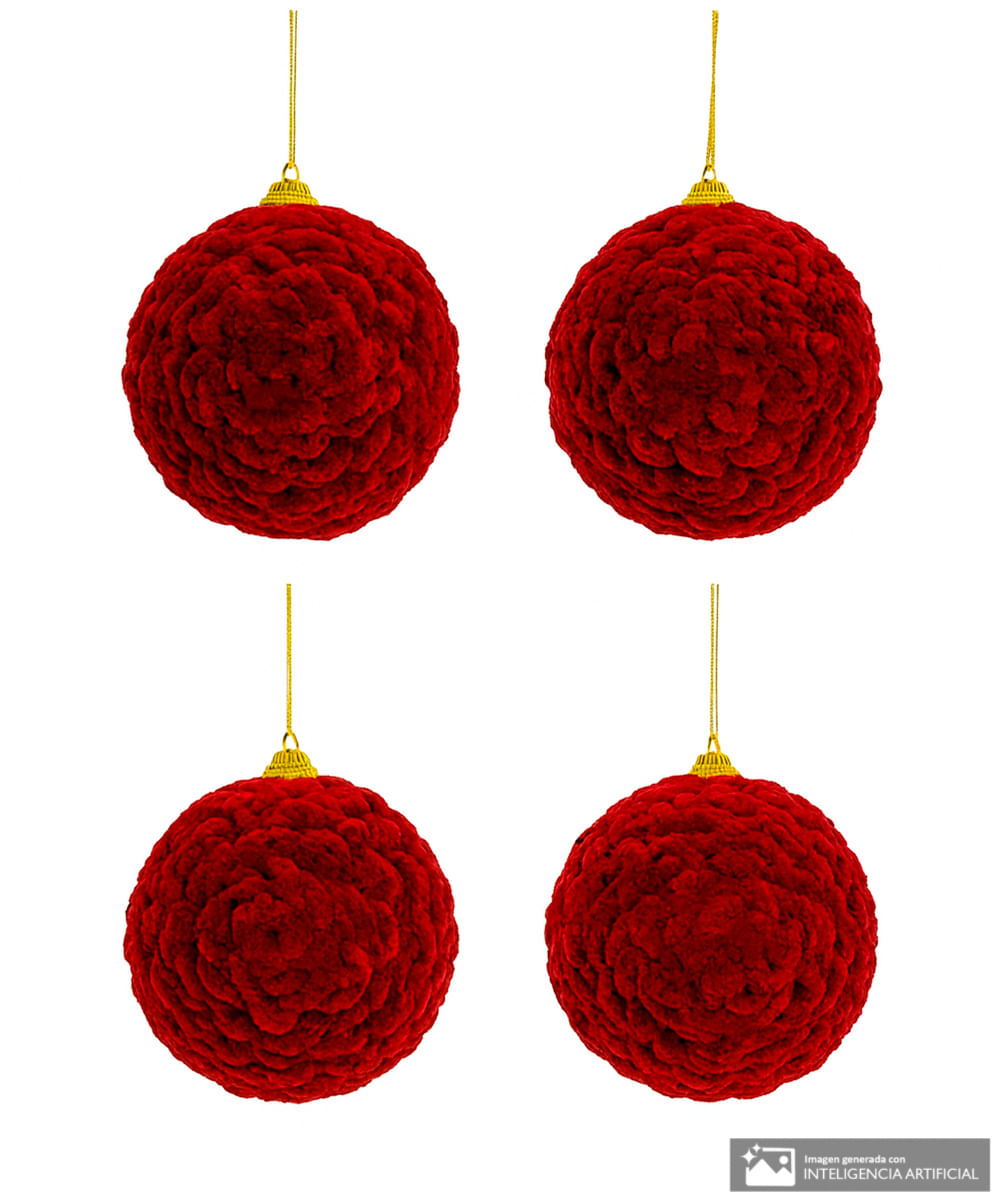 Set de 4 esferas burgundy 10 cm