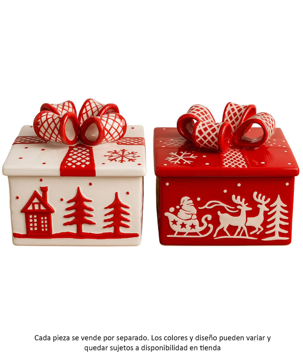 Caja navideña cuadrada para galletas surtida (1 pieza) 16.5 x 16.5 x 16 cm