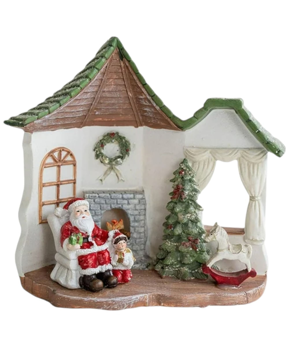 Escena navideña casa de Santa Claus 16 x 9.5 x 17.5 cm