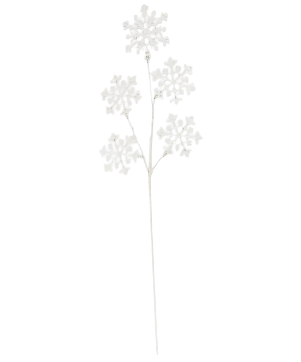 Rama decorativa con copos de nieve blanco con glitter 69 cm